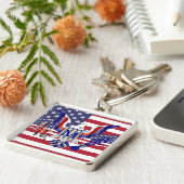 Amerikaanse adelaar en vlag sleutelhanger (Zijkant)