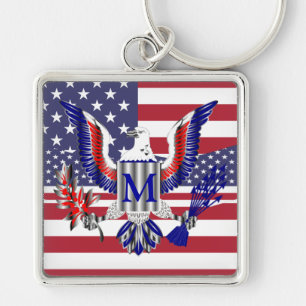 Amerikaanse adelaar en vlag sleutelhanger