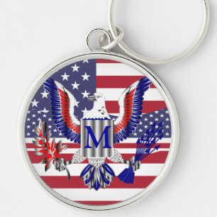 Amerikaanse adelaar en vlag sleutelhanger