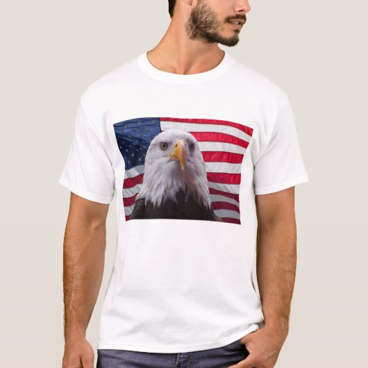 Amerikaanse adelaar en vlag t-shirt (Voorkant)