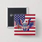 Amerikaanse adelaar en vlag vierkante button 5,1 cm (Voorkant /achterkant)