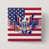 Amerikaanse adelaar en vlag vierkante button 5,1 cm (Voorkant)
