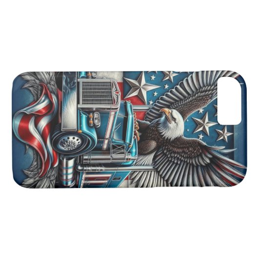 Amerikaanse Adelaar en Vrachtwagen, Vet & Patriott Case-Mate iPhone Case (Achterkant (Horizontaal))