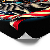 Amerikaanse Adelaar En Wolf Usa Vlag 4 Juli Poster (Hoek)