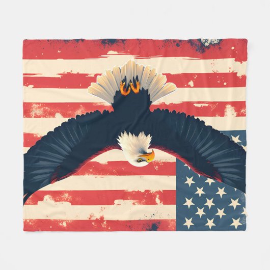 Amerikaanse adelaar fleece deken (Voorkant (Horizontaal))
