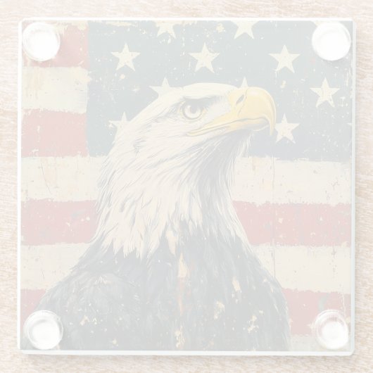 Amerikaanse adelaar glazen onderzetter (Achterkant)