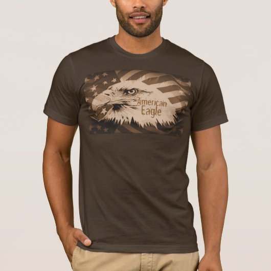 Amerikaanse adelaar in neutrale bruine tinten t-shirt (Voorkant)
