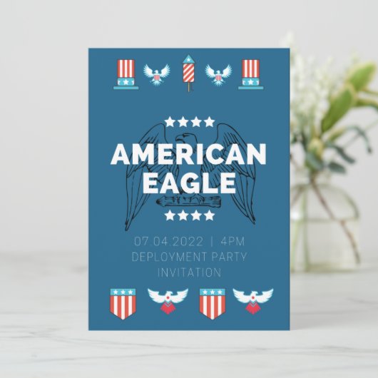 Amerikaanse Adelaar Inzetfeest Kaart (Staand voorkant)
