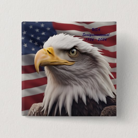 Amerikaanse Adelaar Knop Vierkante Button 5,1 Cm (Voorkant)