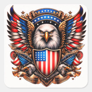 Amerikaanse Adelaar – Majestueus Symbool van Vrijh Vierkante Sticker