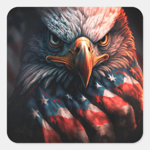 Amerikaanse Adelaar – Majestueus Symbool van Vrijh Vierkante Sticker