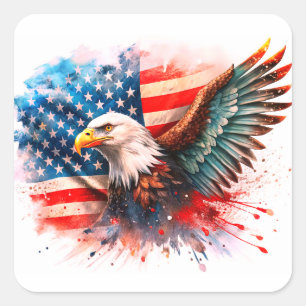 Amerikaanse Adelaar – Majestueus Symbool van Vrijh Vierkante Sticker