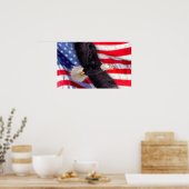Amerikaanse adelaar met Amerikaanse vlag Poster (Keuken)