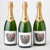 Amerikaanse adelaar met Amerikaanse vlag Sparkling Wijnetiket (Flessen)