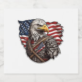 Amerikaanse adelaar met Amerikaanse vlag Sparkling Wijnetiket (Enkel label)