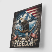 Amerikaanse adelaar met bergachtige achtergrond vierkante klok (Hoek)