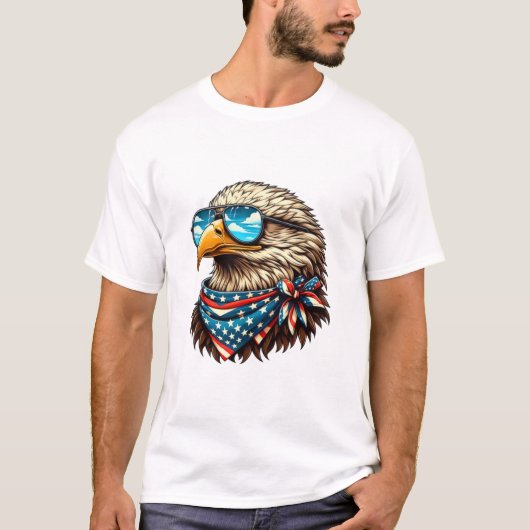 Amerikaanse adelaar met blauwe bril Luxe T-shirt (Voorkant)