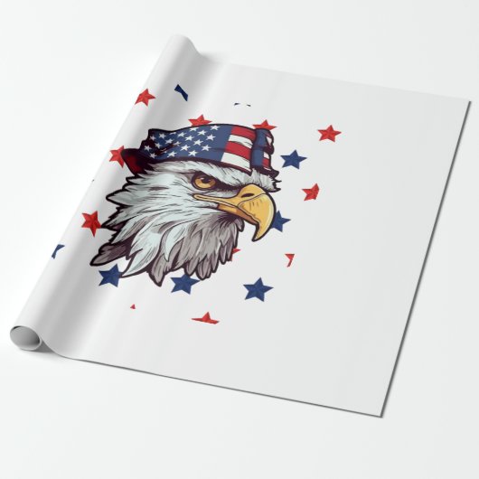 Amerikaanse adelaar met een Amerikaans pet Cadeaupapier (Uitgerold)