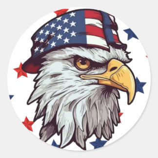 Amerikaanse adelaar met een Amerikaans pet Ronde Sticker