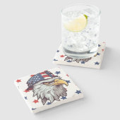 Amerikaanse adelaar met een Amerikaans pet Stenen Onderzetter (Zijkant)