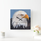 Amerikaanse adelaar met Jouw tekst Vierkante Klok (Huis)