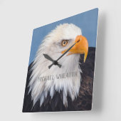 Amerikaanse adelaar met Jouw tekst Vierkante Klok (Hoek)
