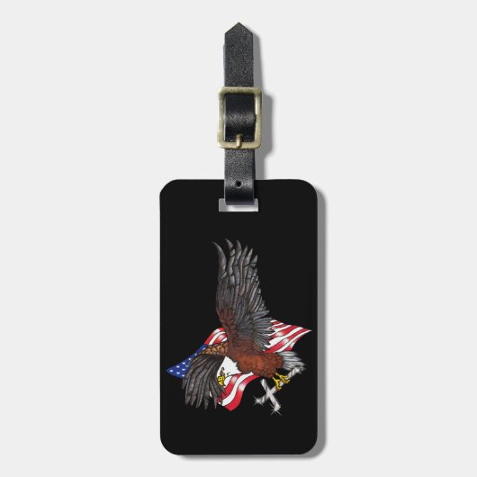 Amerikaanse adelaar met kruis bagagelabel (Voorkant verticaal)