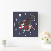 Amerikaanse adelaar met kruis vierkante klok (Huis)