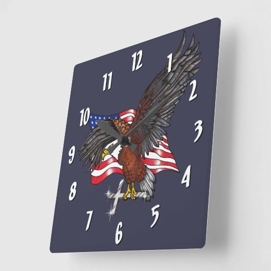 Amerikaanse adelaar met kruis vierkante klok (Hoek)