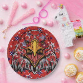 Amerikaanse adelaar met Red Star-achtergrond Papieren Bordje (Feest)