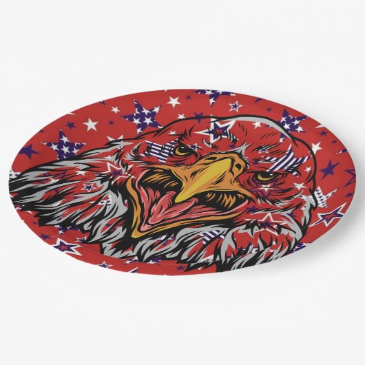 Amerikaanse adelaar met Red Star-achtergrond Papieren Bordje (Gekanteld)