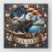 Amerikaanse adelaar met Schilderachtig gebergte en Vierkante Klok (Voorkant)