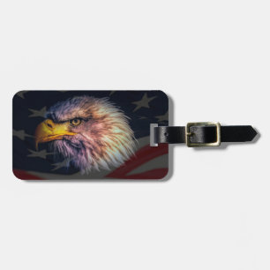 Amerikaanse adelaar met vlag bagagelabel