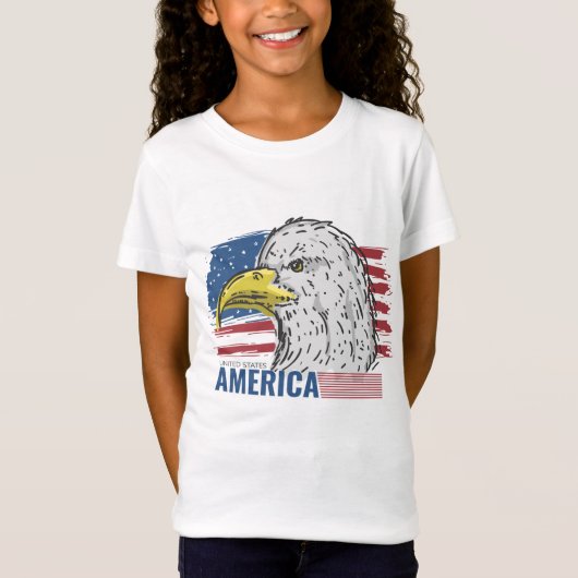 Amerikaanse adelaar met vlag T-Shirt (Voorkant)