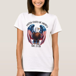 Amerikaanse adelaar met vlag vleugels Est. 1776 T-shirt