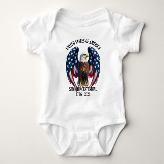 Amerikaanse Adelaar met Vlaggenvleugels 1776-2026 Romper (Voorkant)