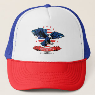 Amerikaanse Adelaar met vlagkleuren sterren & stre Trucker Pet