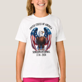 Amerikaanse adelaar met vlagvleugels 1776-2026 t-shirt