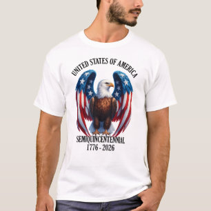 Amerikaanse adelaar met vlagvleugels 1776-2026 t-shirt