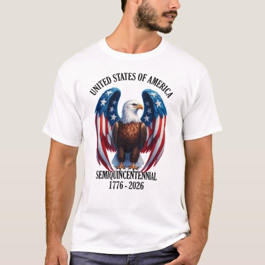 Amerikaanse adelaar met vlagvleugels 1776-2026 t-shirt (Voorkant)