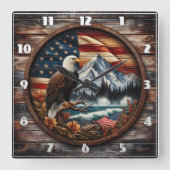 Amerikaanse adelaar neergestreken in de buurt van  vierkante klok (Voorkant)