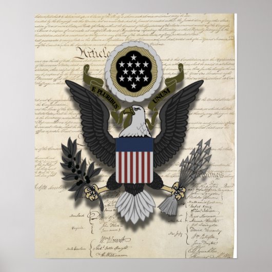 Amerikaanse adelaar over de grondwet poster (Voorkant)