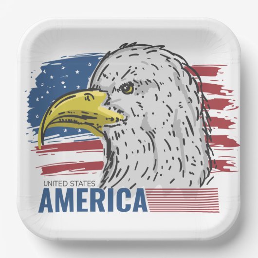 Amerikaanse adelaar papieren bordje (Voorkant)