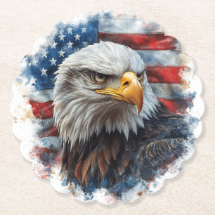 Amerikaanse Adelaar Patriottische Vlag Kunst Kartonnen Onderzetters