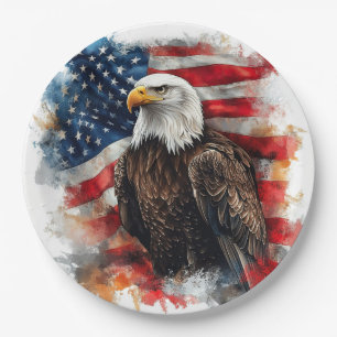 Amerikaanse Adelaar Patriottische Vlag Kunst Papieren Bordje