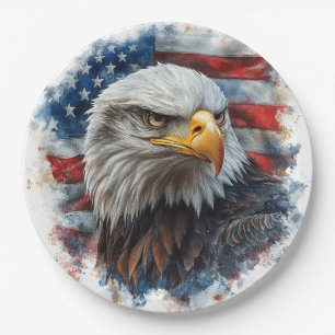 Amerikaanse Adelaar Patriottische Vlag Kunst Papieren Bordje