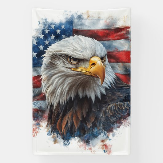 Amerikaanse Adelaar Patriottische Vlag Kunst Spandoek (Verticaal)