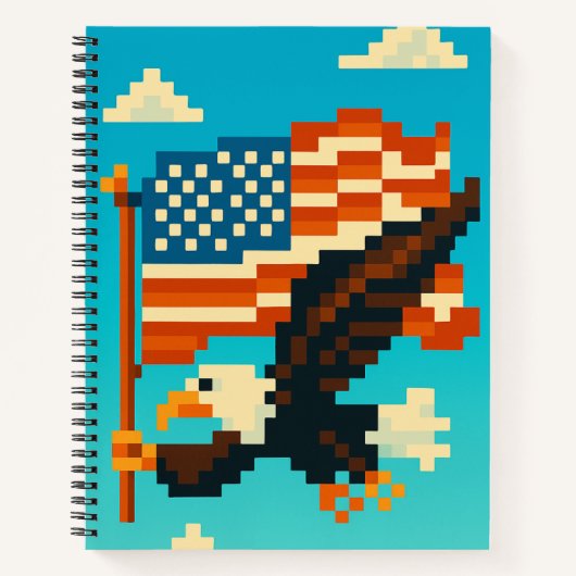 Amerikaanse Adelaar Pixel Art Notitieboek  (Voorkant)
