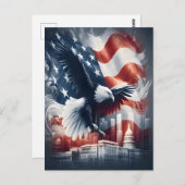 amerikaanse adelaar stijgt boven stadsgezicht briefkaart (Voorkant / Achterkant)