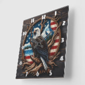 Amerikaanse adelaar tegen Schilderachtig achtergro Vierkante Klok (Hoek)